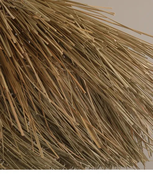 Græslysekrone i vintage japansk stil, pendel i rattan