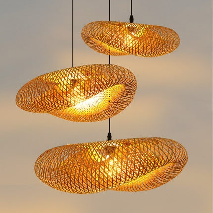 Ecolush loftslampe - håndlavet rattan pendel - rustik boho-lampe