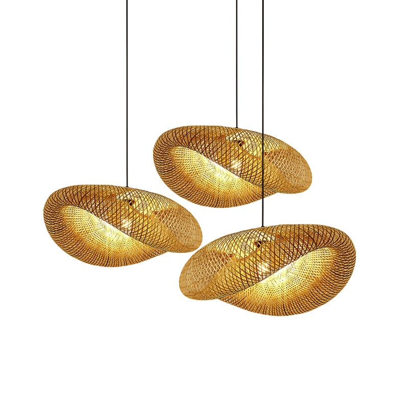 Ecolush loftslampe - håndlavet rattan pendel - rustik boho-lampe