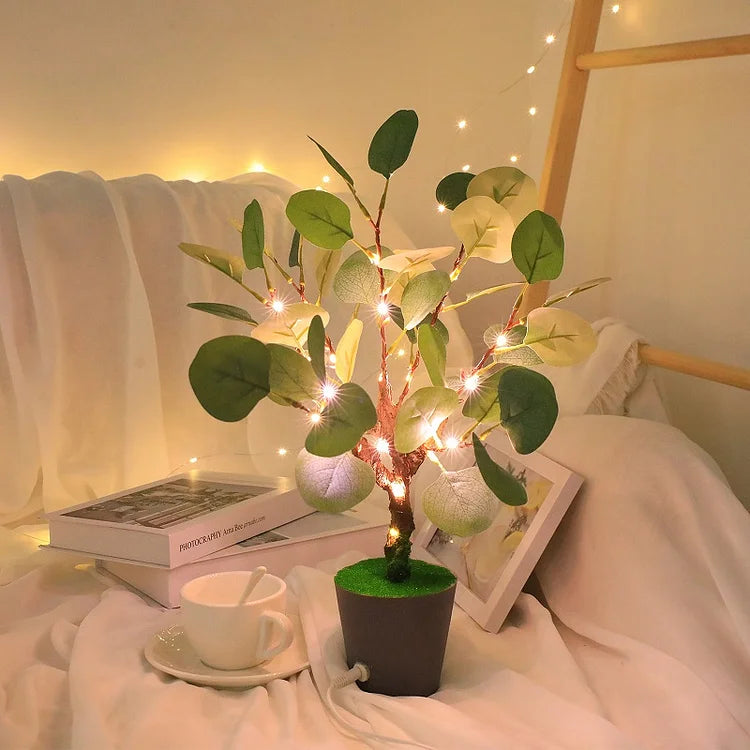 Led-natlys med julegren