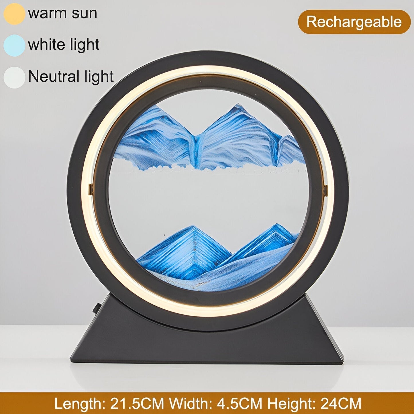 Sands of time - sand art led-bordlampe - roterende sandkunstlampe