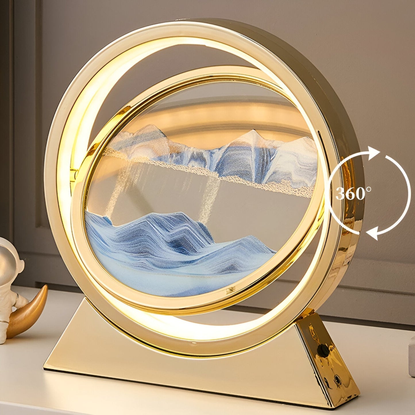 Sands of time - sand art led-bordlampe - roterende sandkunstlampe
