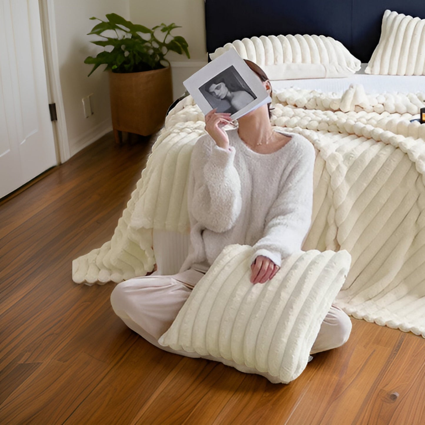 CozyBlanket - luxury plys fleece sofa tæppe - blødt, varmt og hyggeligt tæppe til sofa og stue