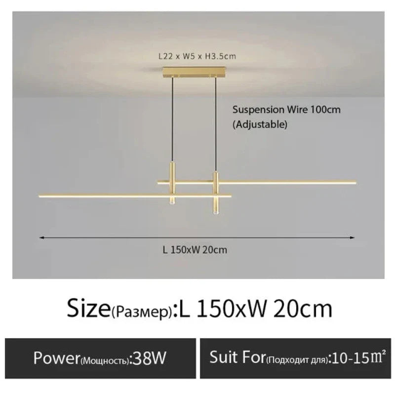 Linearglow - moderne minimalistisk lysekrone til spisestuen