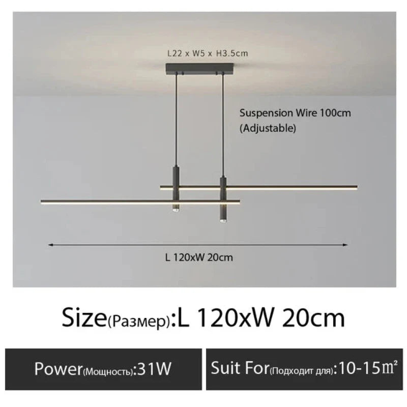 Linearglow - moderne minimalistisk lysekrone til spisestuen