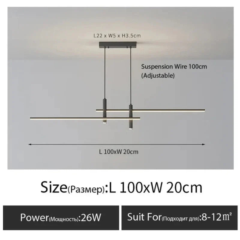 Linearglow - moderne minimalistisk lysekrone til spisestuen