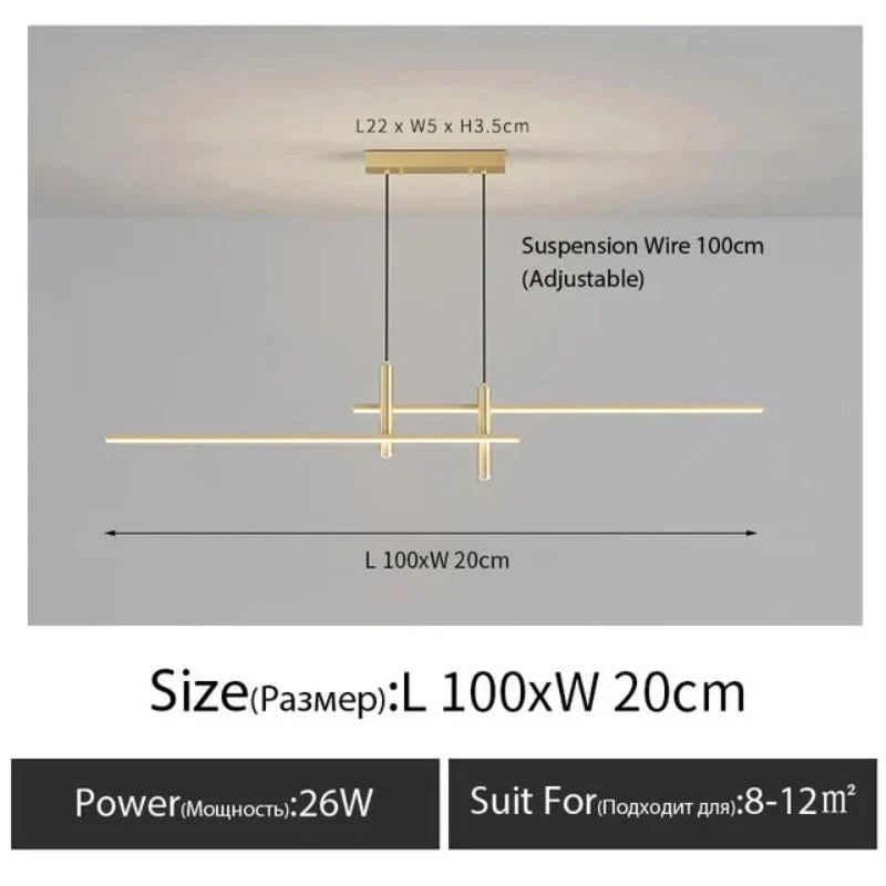 Linearglow - moderne minimalistisk lysekrone til spisestuen