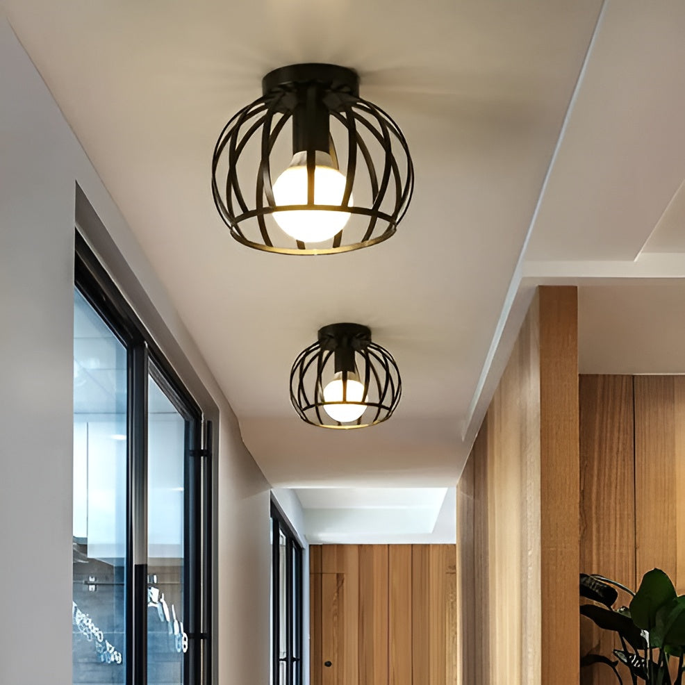 Aisleshine loftslampe - geometrisk armatur i sort jern