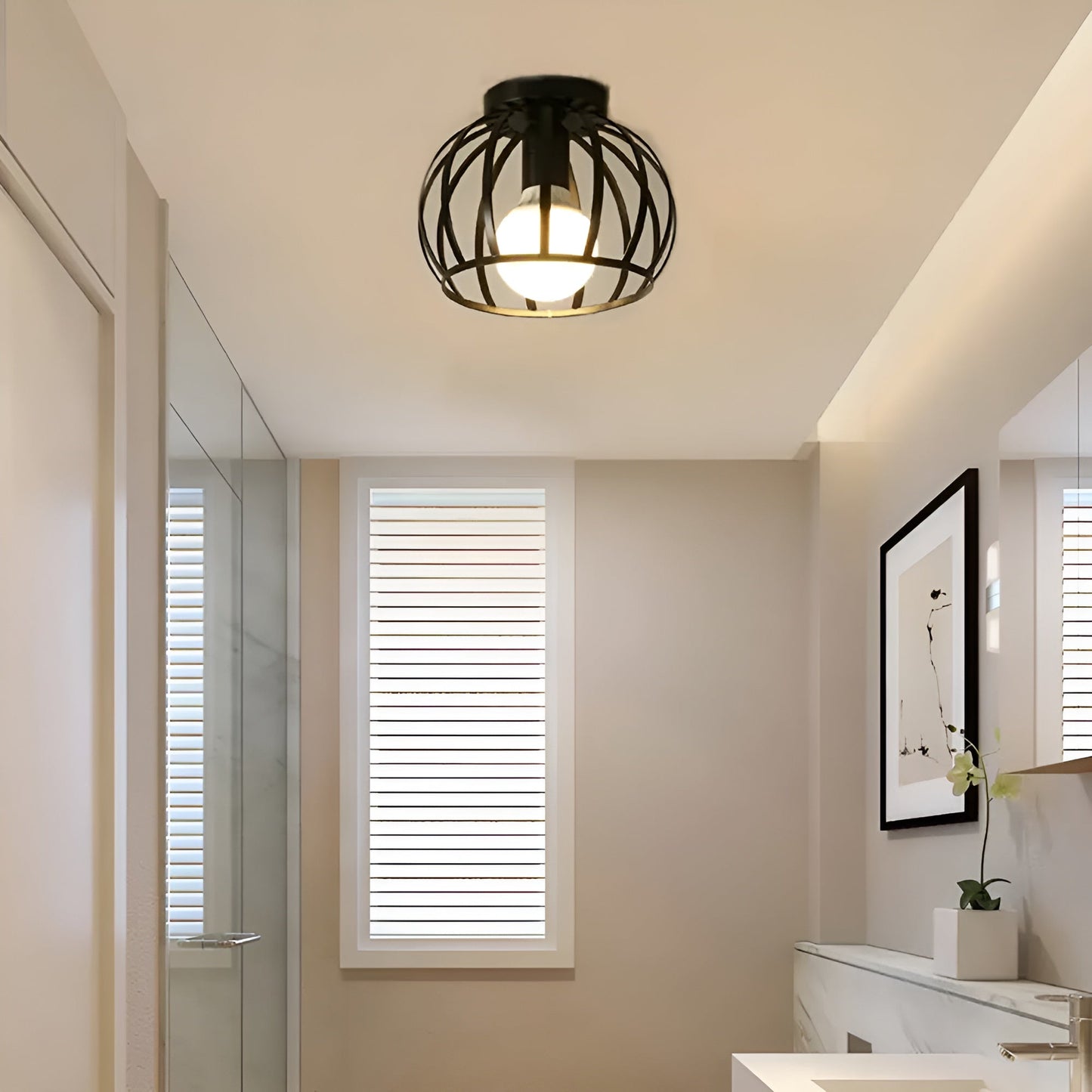 Aisleshine loftslampe - geometrisk armatur i sort jern