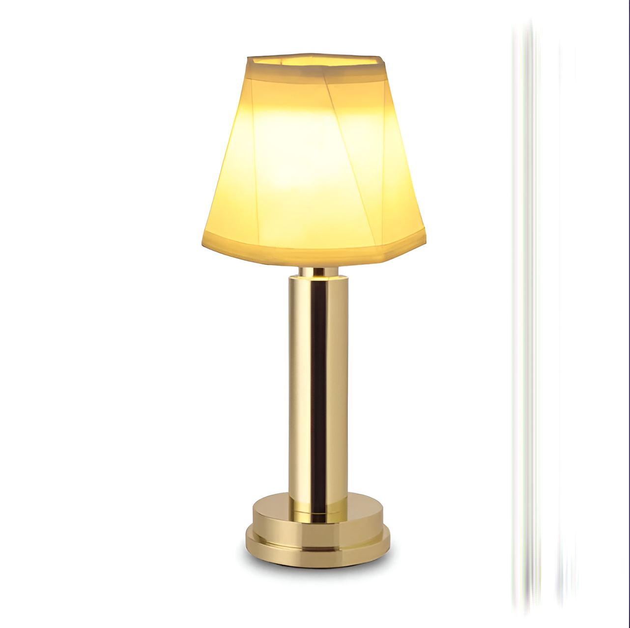 Vintage flare - bordlampe i aluminium med dæmpbar stofskærm