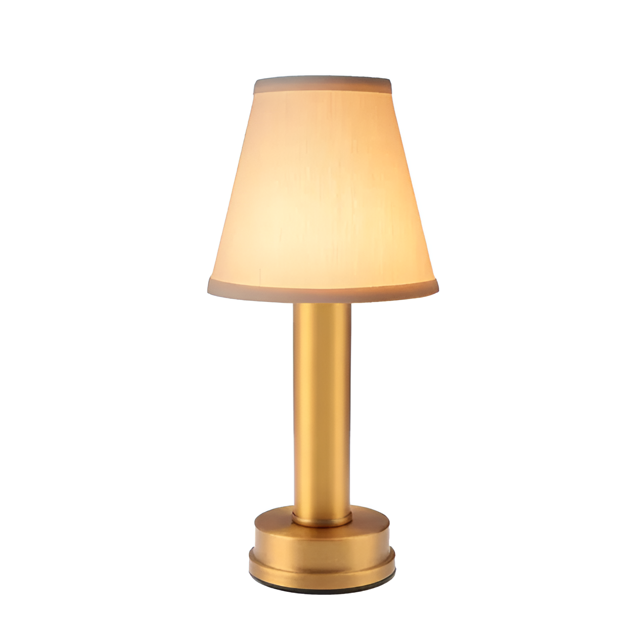 Vintage flare - bordlampe i aluminium med dæmpbar stofskærm