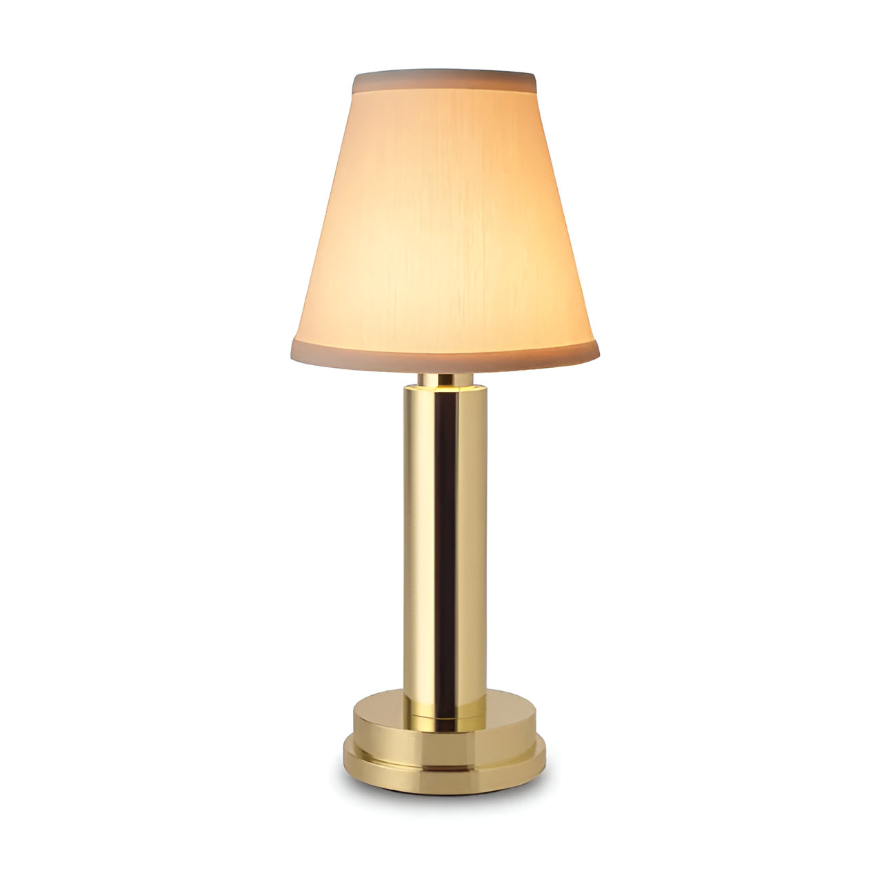 Vintage flare - bordlampe i aluminium med dæmpbar stofskærm
