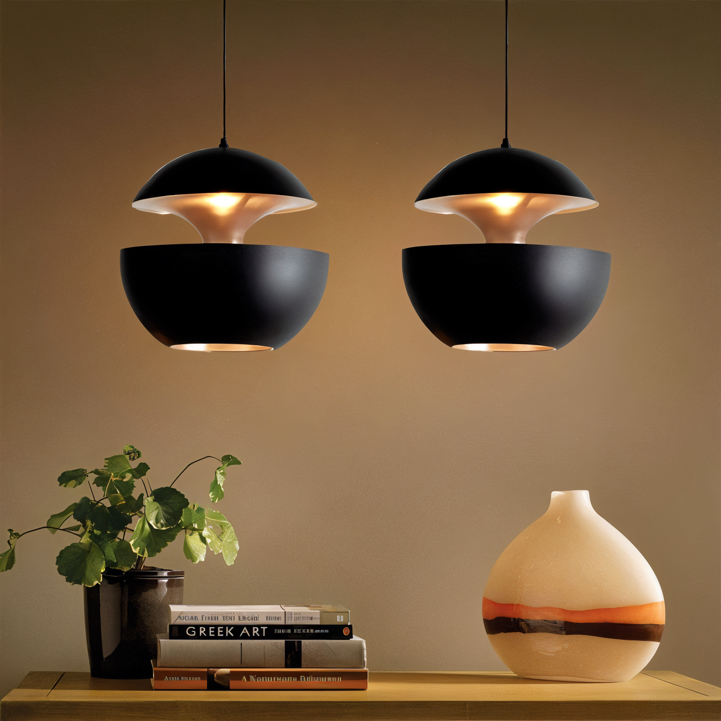 Apfel pendellampe - sort hvid sol pendellampe - kunstnerisk e27 pendellampe