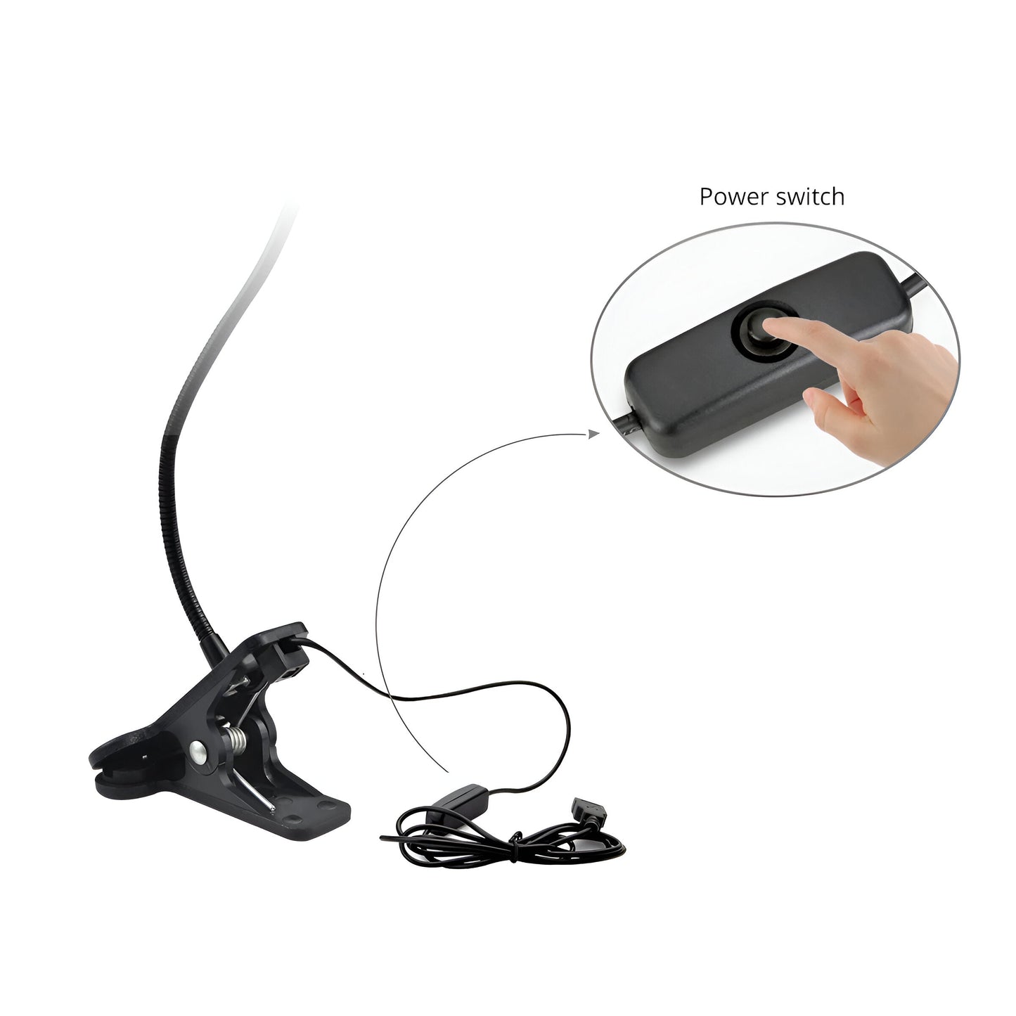 Clipnglow skrivebordslampe - 360° drejelig, usb-drevet, fleksibel skrivebordslampe