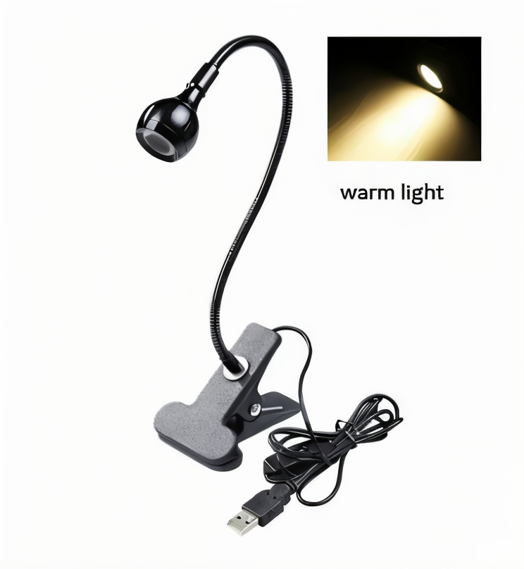 Clipnglow skrivebordslampe - 360° drejelig, usb-drevet, fleksibel skrivebordslampe