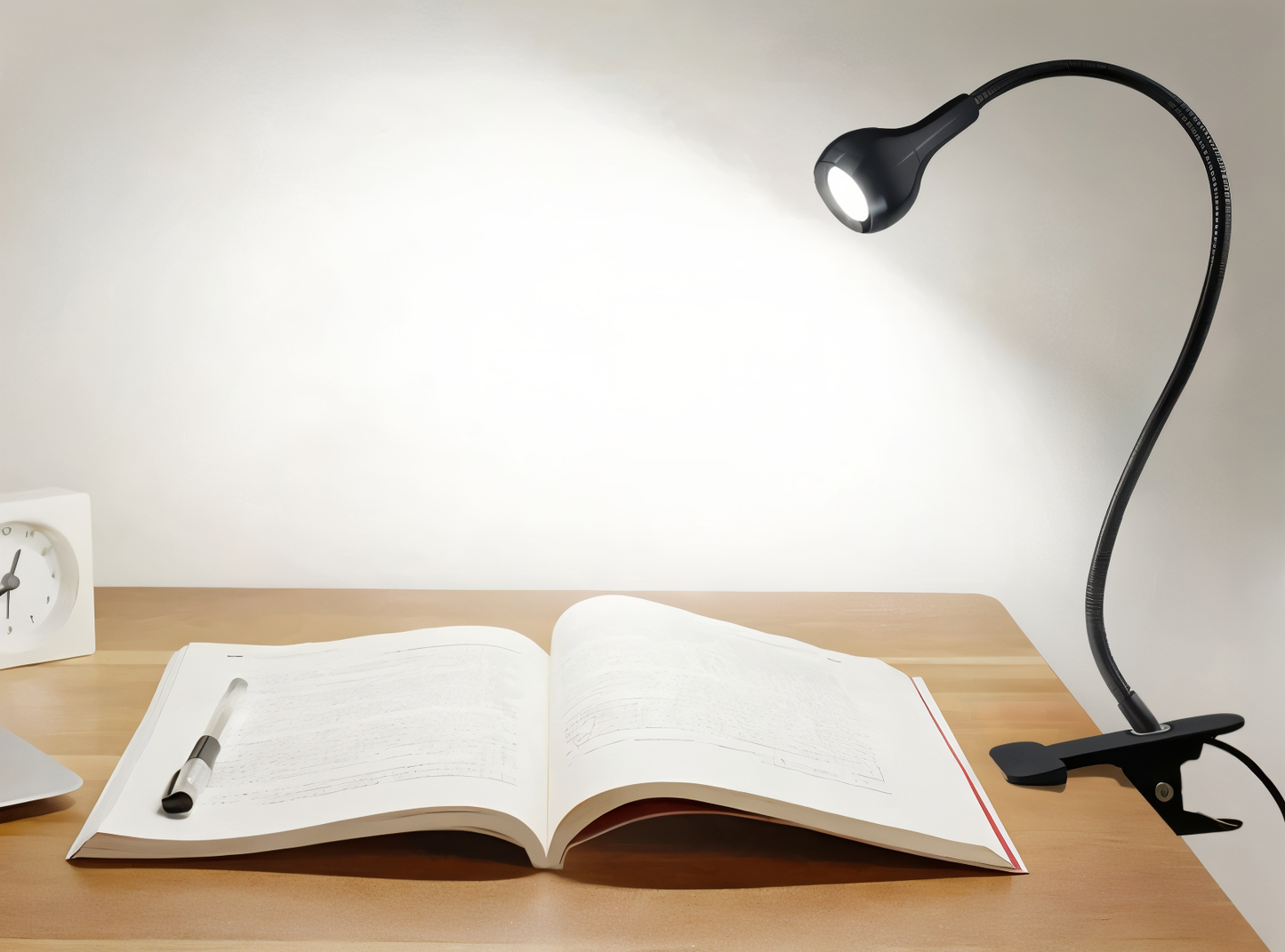 Clipnglow skrivebordslampe - 360° drejelig, usb-drevet, fleksibel skrivebordslampe