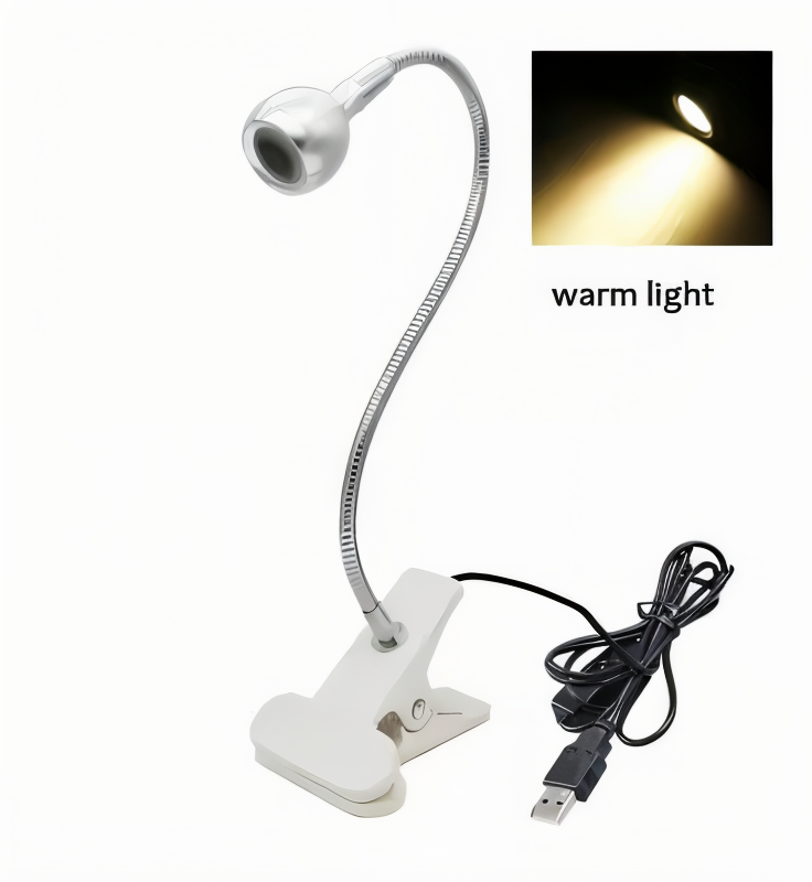 Clipnglow skrivebordslampe - 360° drejelig, usb-drevet, fleksibel skrivebordslampe