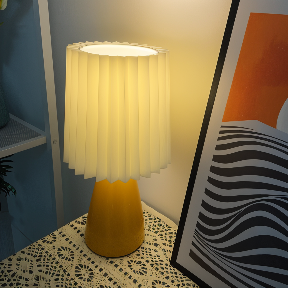 Conepleated bordlampe - led keramisk milkshake skrivebordslampe
