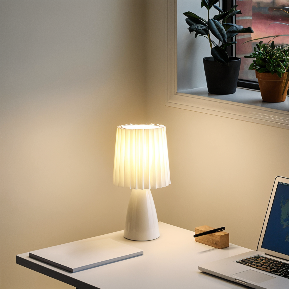 Conepleated bordlampe - led keramisk milkshake skrivebordslampe
