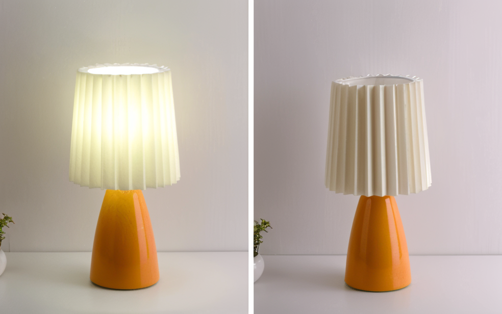Conepleated bordlampe - led keramisk milkshake skrivebordslampe