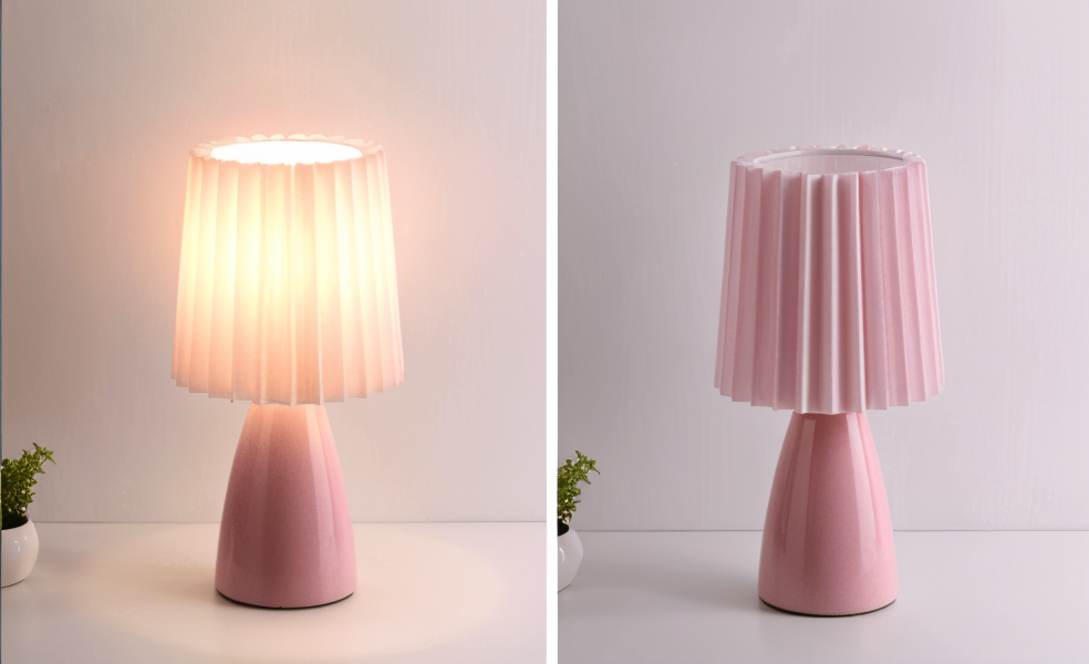 Conepleated bordlampe - led keramisk milkshake skrivebordslampe