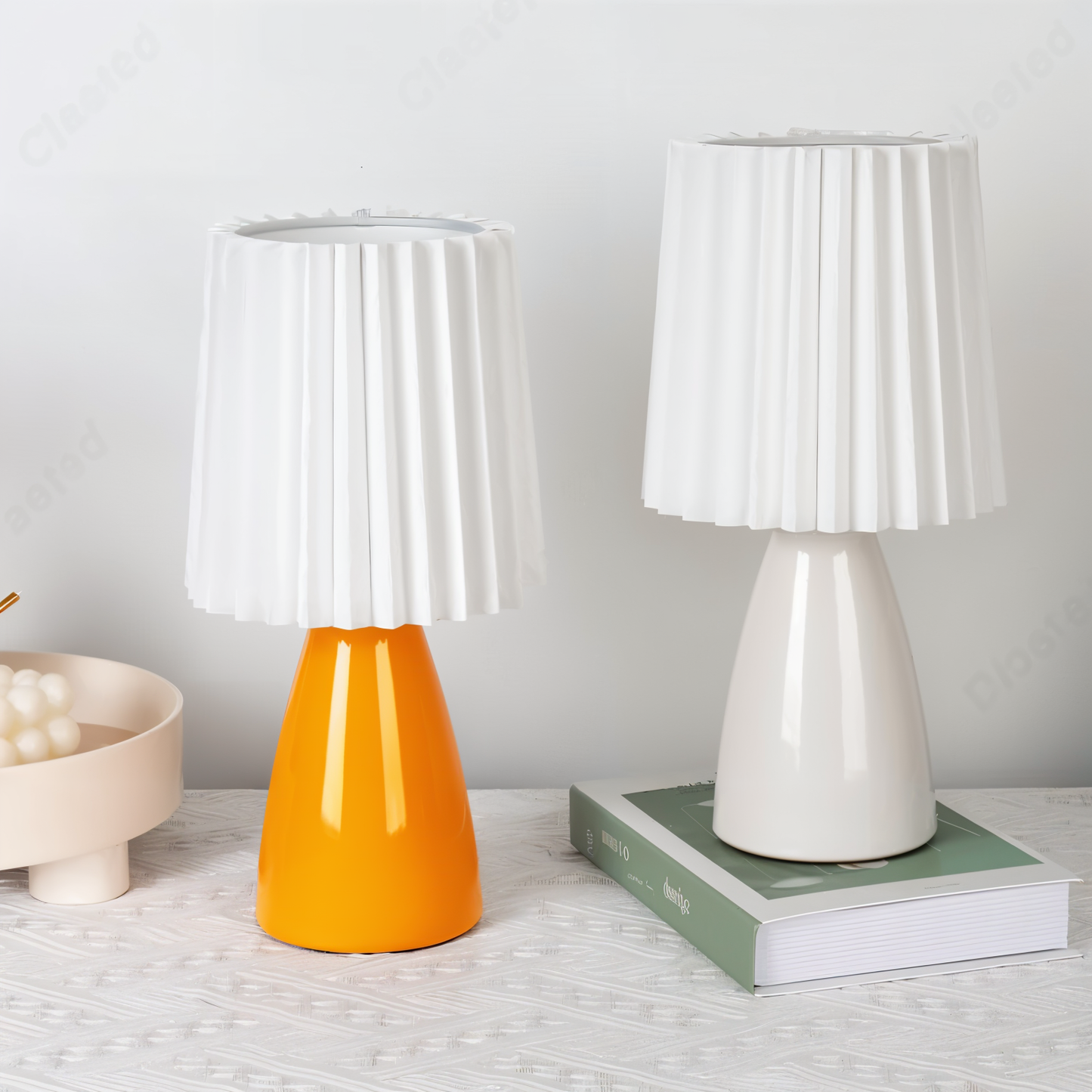 Conepleated bordlampe - led keramisk milkshake skrivebordslampe