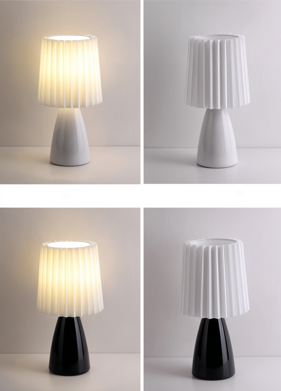 Conepleated bordlampe - led keramisk milkshake skrivebordslampe