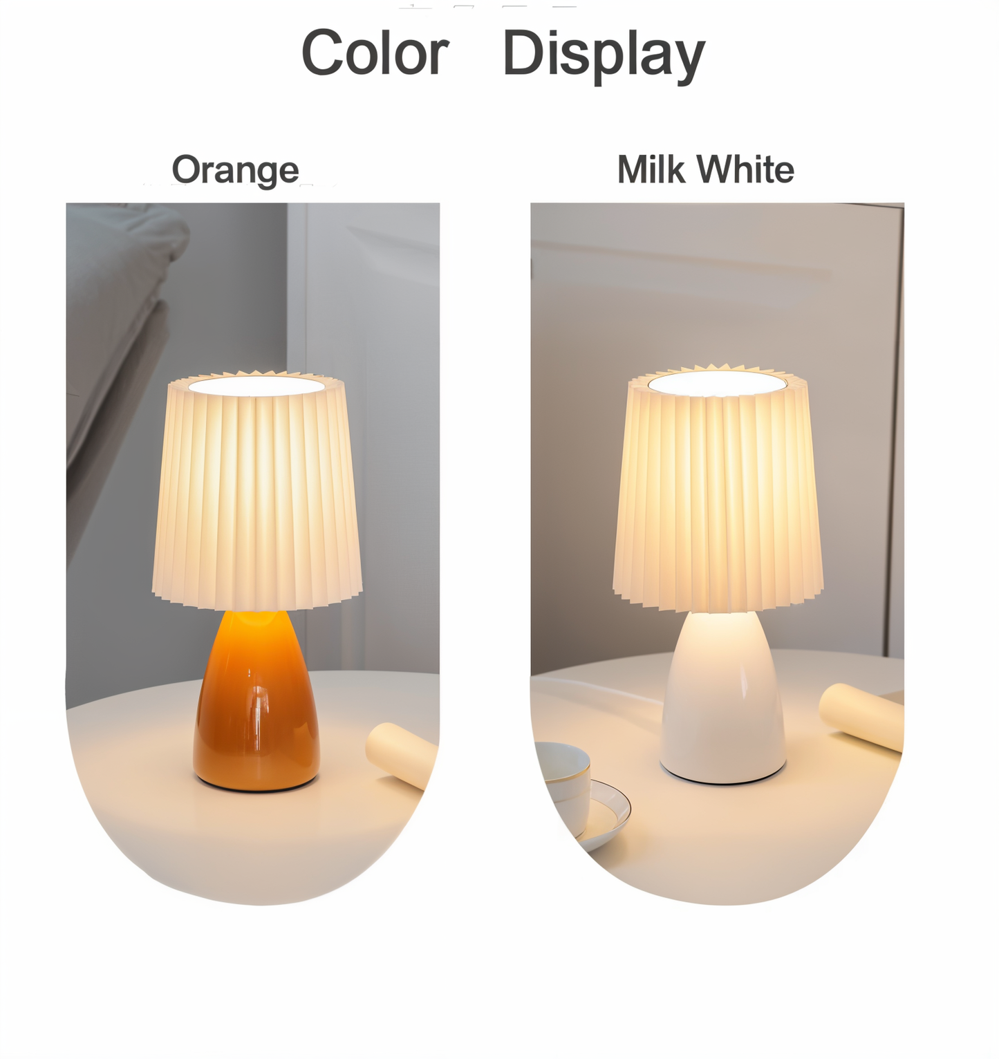 Conepleated bordlampe - led keramisk milkshake skrivebordslampe