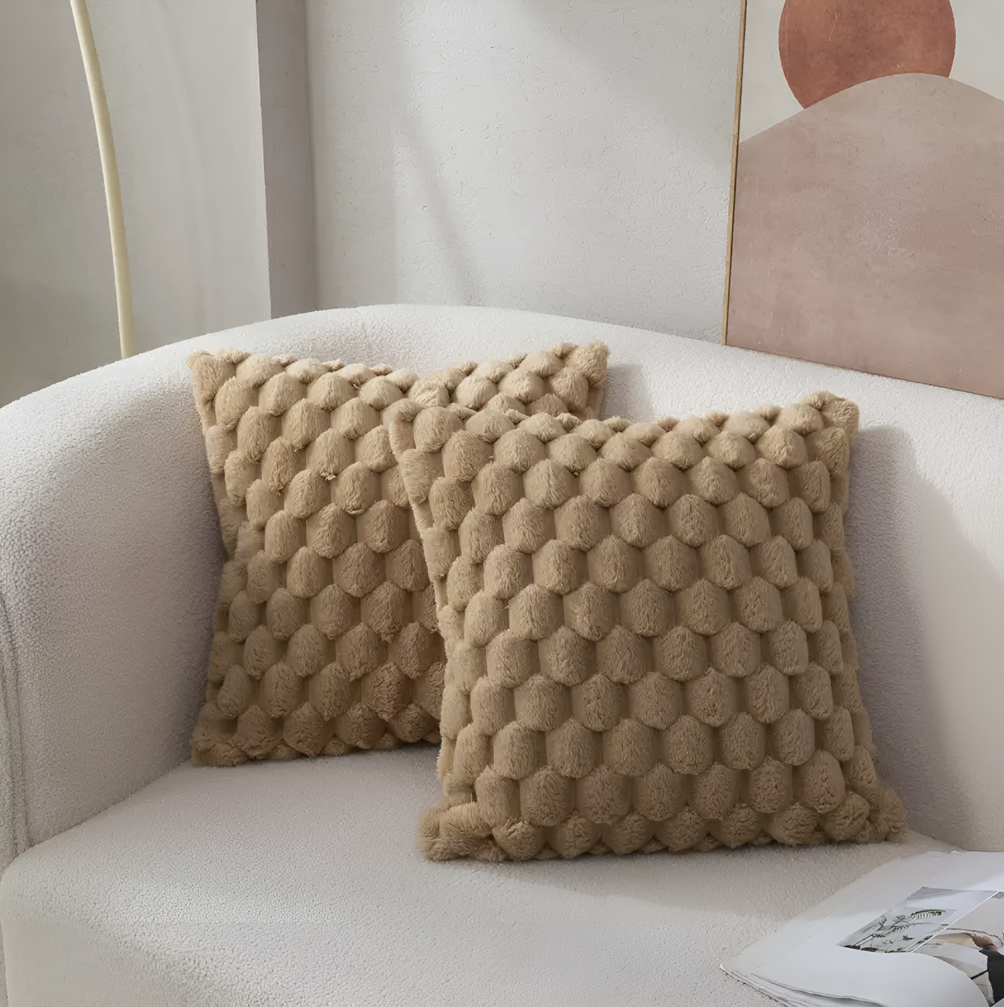 Cozyweave - luksuriøst, blødt pudebetræk med fluffy, mønstret betræk