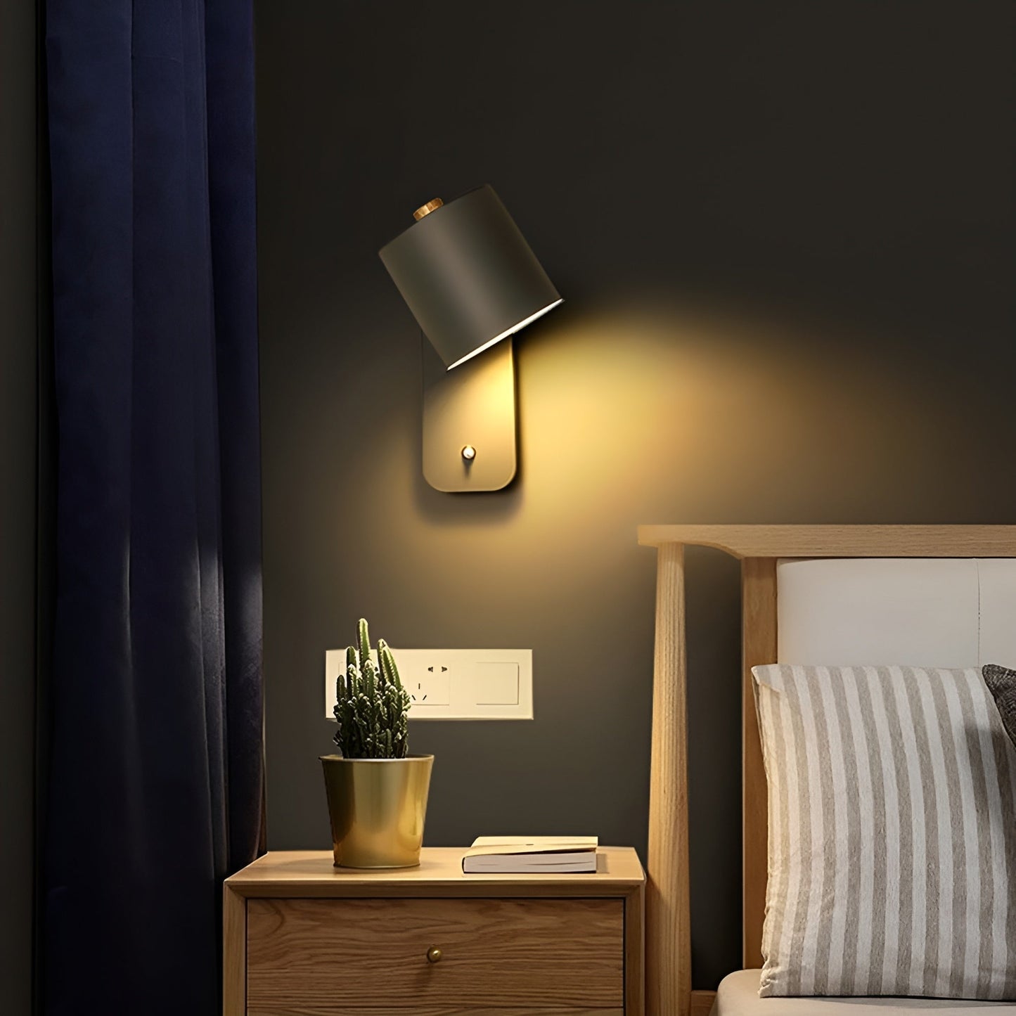 Easypush-væglampe - roterbar mini-led-cylinderlampe