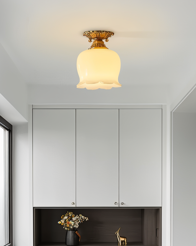 Flourishglo loftslampe - dekorativ vintage resin blomsterformet led-loftslampe