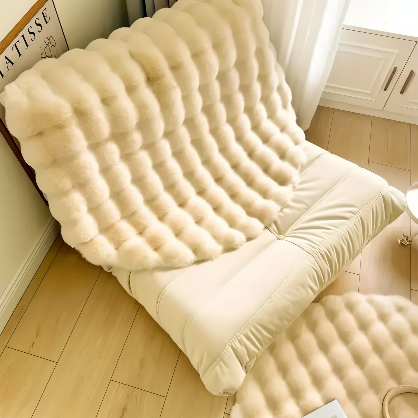 Fluffcush tæppe - fluffy premium fleece, skridsikker, rund dekorativ måtte