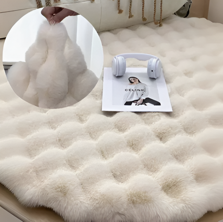 Fluffcush tæppe - fluffy premium fleece, skridsikker, rund dekorativ måtte
