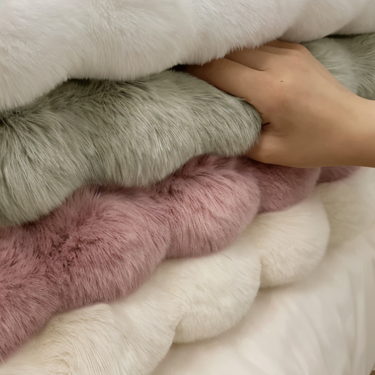 Fluffcush tæppe - fluffy premium fleece, skridsikker, rund dekorativ måtte