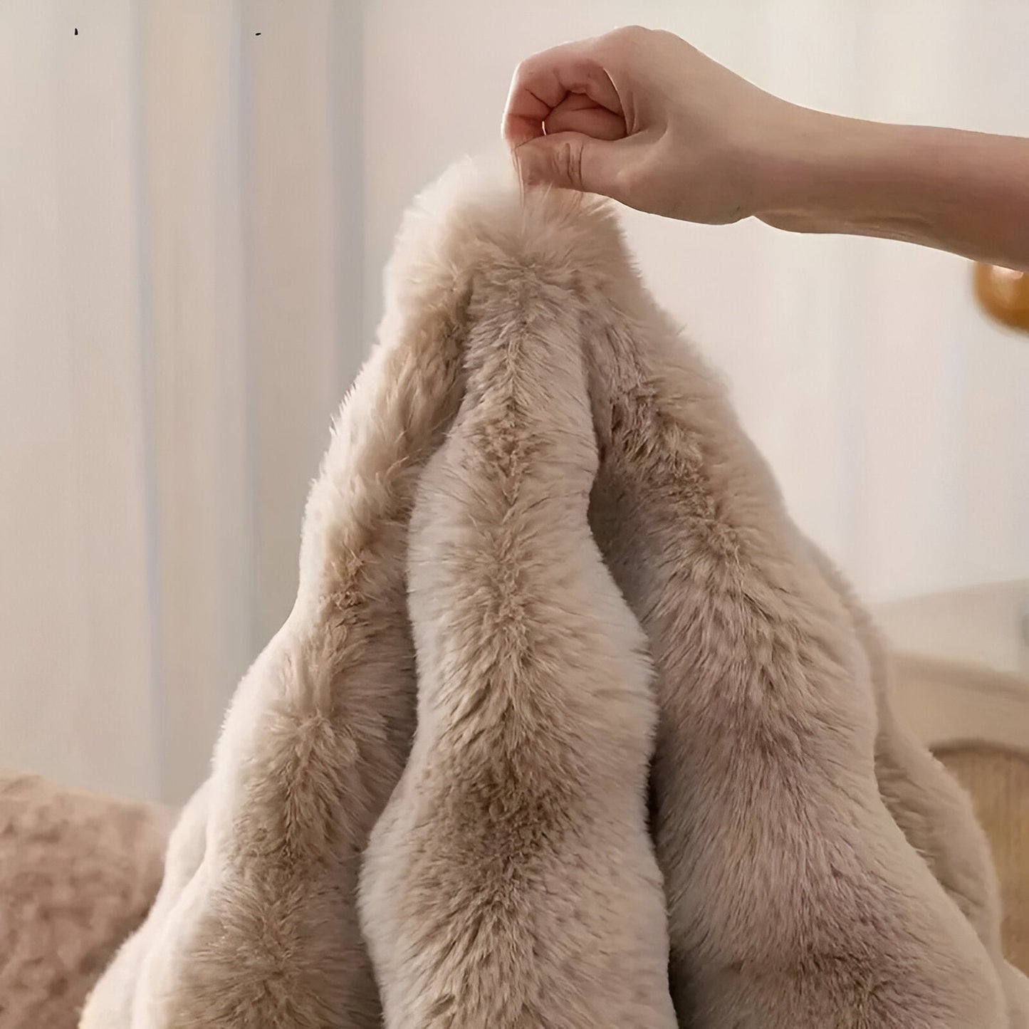 Fluffcush tæppe - fluffy premium fleece, skridsikker, rund dekorativ måtte