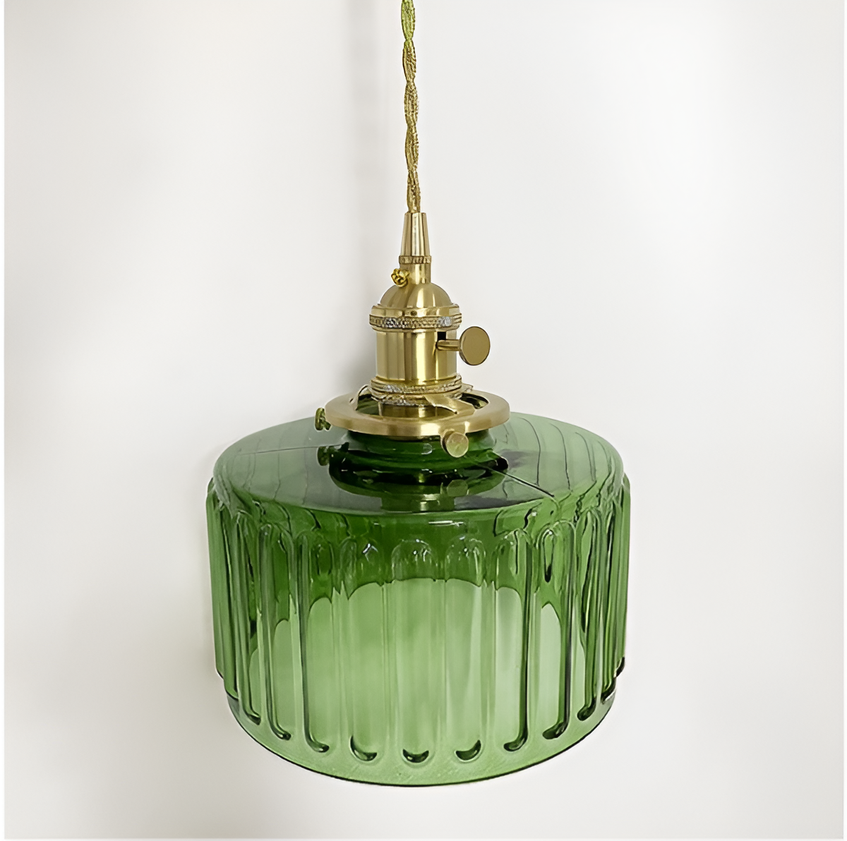 Glamourglass pendel - vintage grøn hængelampe - cylindrisk lys
