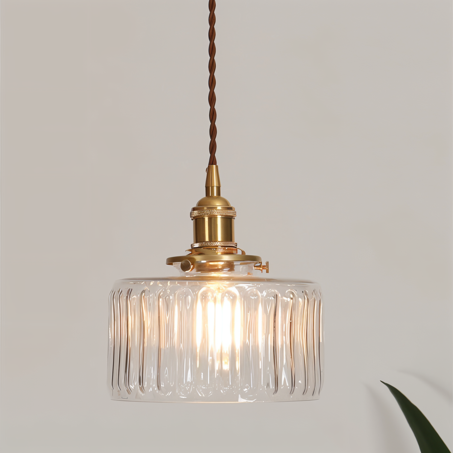 Glamourglass pendel - vintage grøn hængelampe - cylindrisk lys