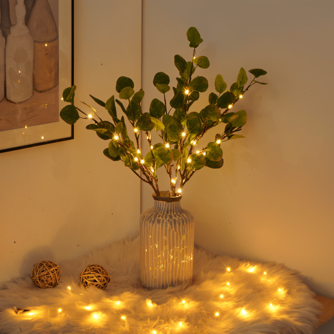 Glimmery branch lights - magiske batteridrevne fe-lys - 70 cm glitrende kunstig gren