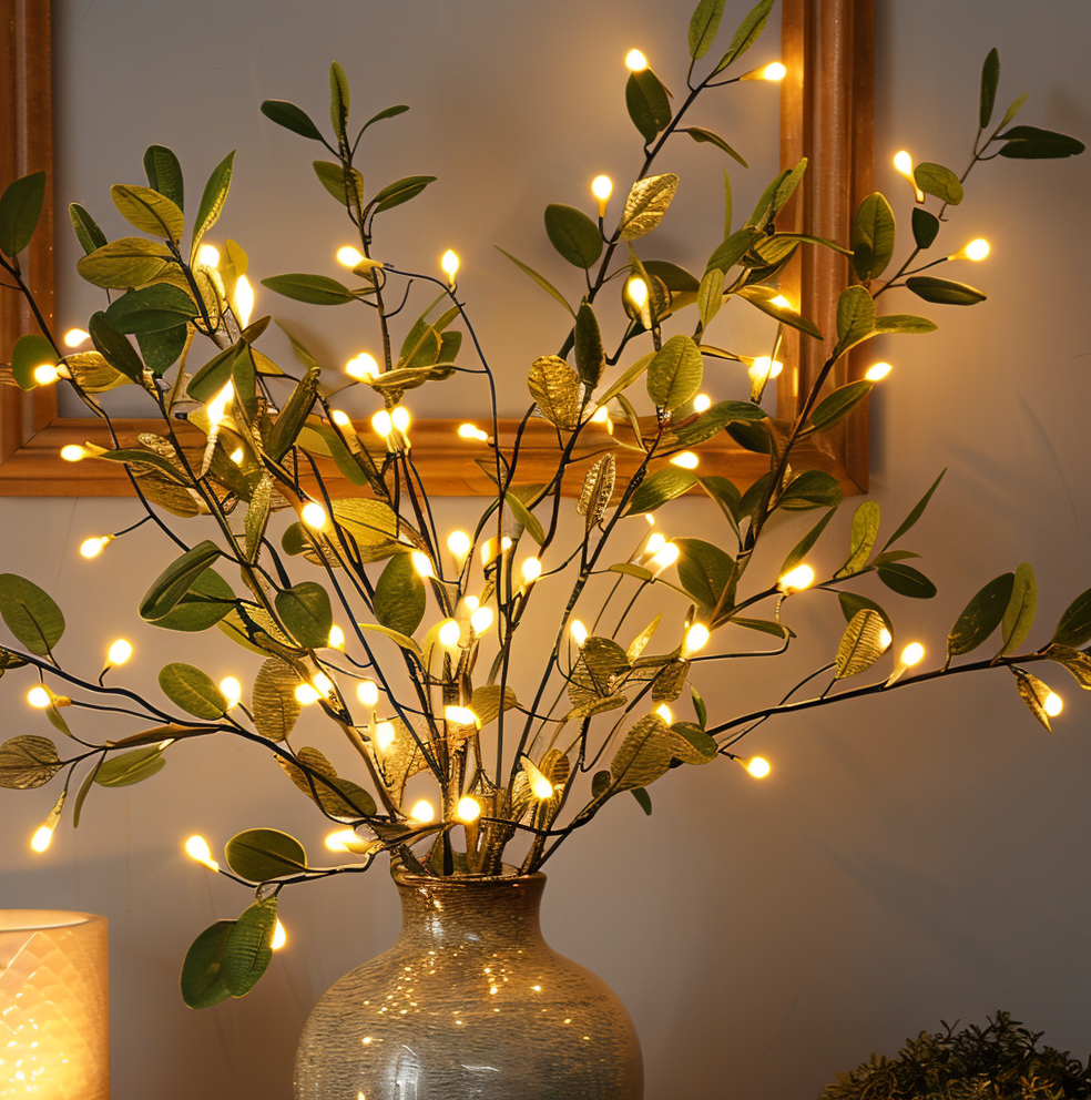 Glimmery branch lights - magiske batteridrevne fe-lys - 70 cm glitrende kunstig gren