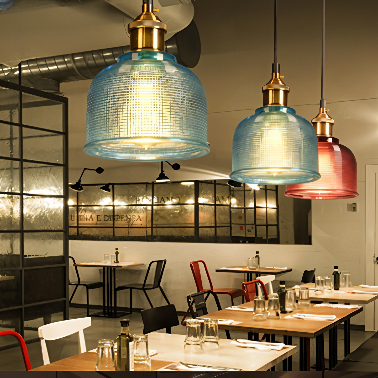 Glossy Bell-pendel - farverig retro-pendel i glas - moderne hængelampe
