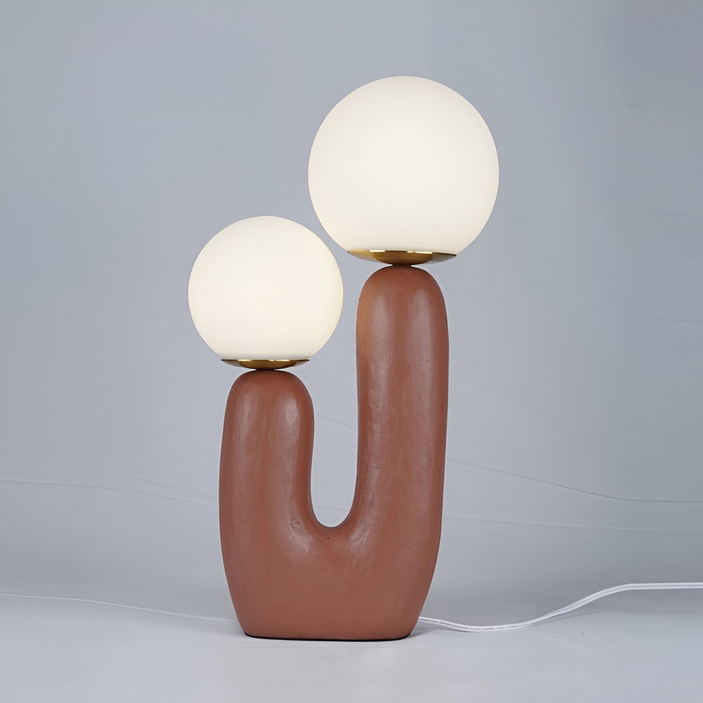 Harpiks u bordlampe - nordisk dobbelt glas globe bordlampe - kreativ kaktus lampe