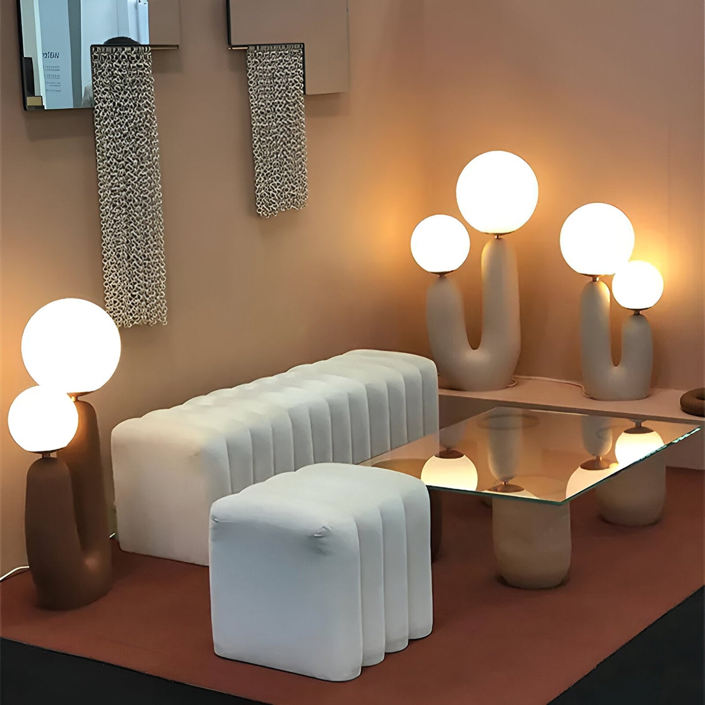 Harpiks u bordlampe - nordisk dobbelt glas globe bordlampe - kreativ kaktus lampe