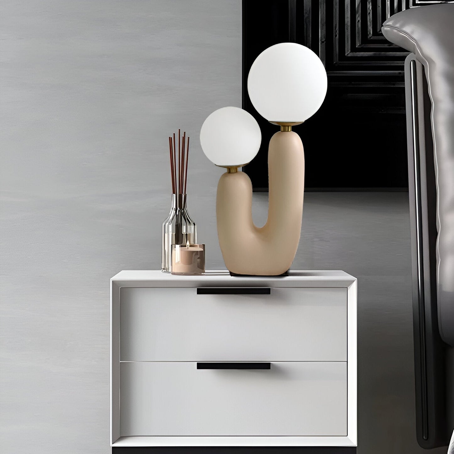 Harpiks u bordlampe - nordisk dobbelt glas globe bordlampe - kreativ kaktus lampe