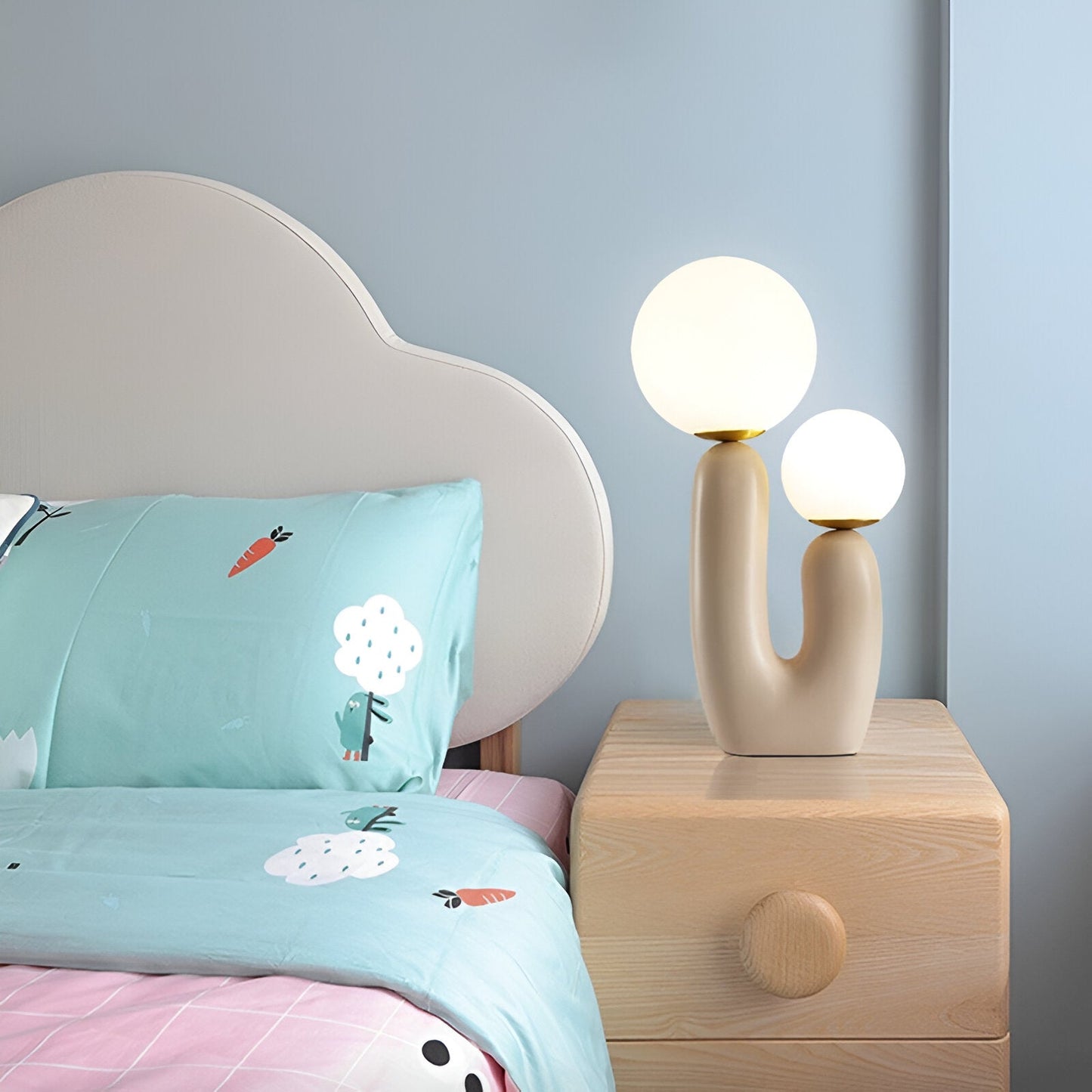Harpiks u bordlampe - nordisk dobbelt glas globe bordlampe - kreativ kaktus lampe