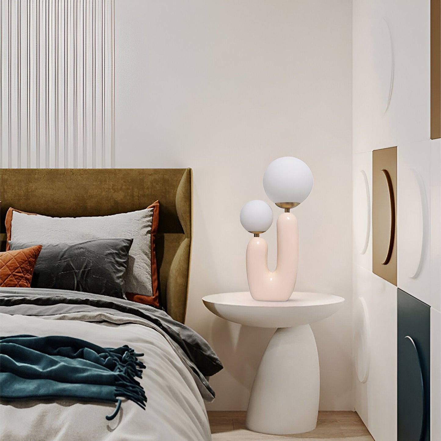 Harpiks u bordlampe - nordisk dobbelt glas globe bordlampe - kreativ kaktus lampe