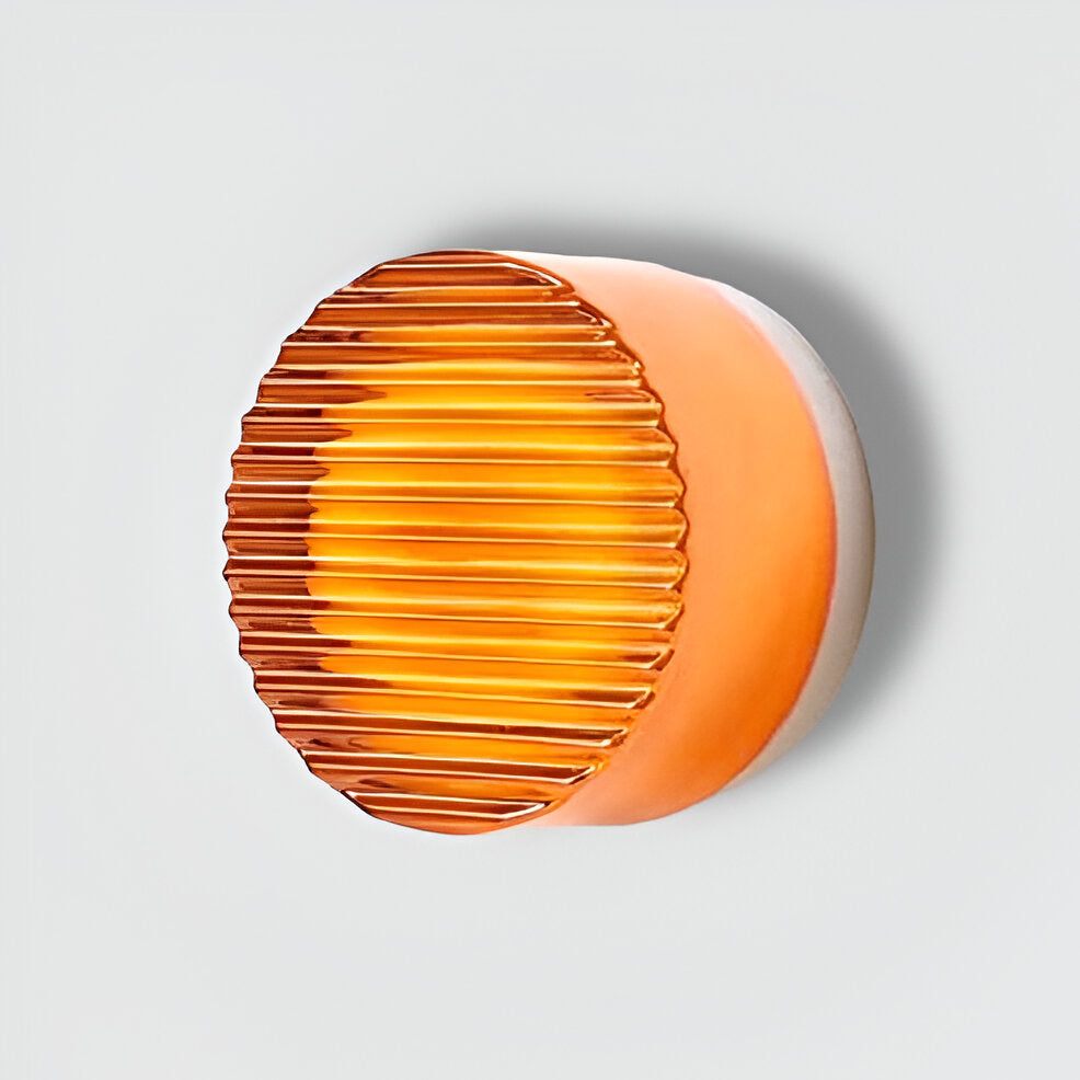 Jelly gleam ribbed - minimalistisk crisps-væglampe - ravfarvet hvid rund væglampe