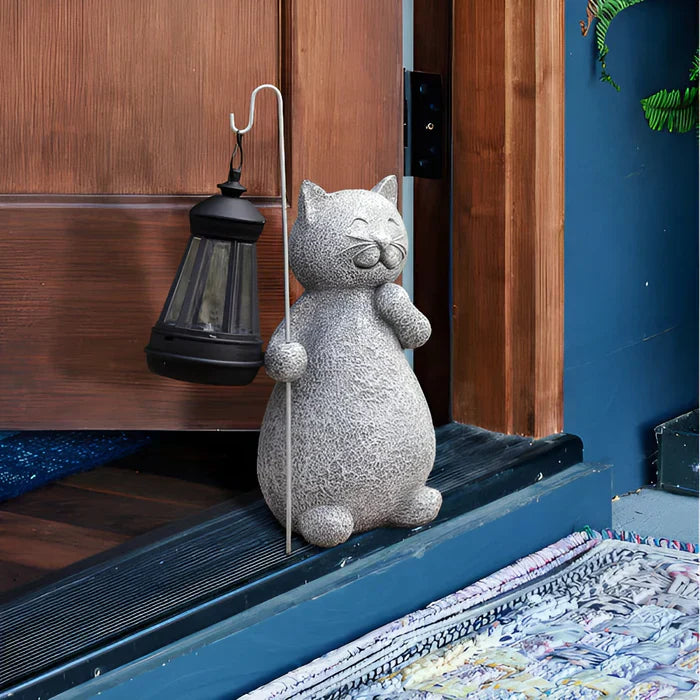 Kittybeam - fortryllende solcelle lanterne med kattestatue til glæde i haven