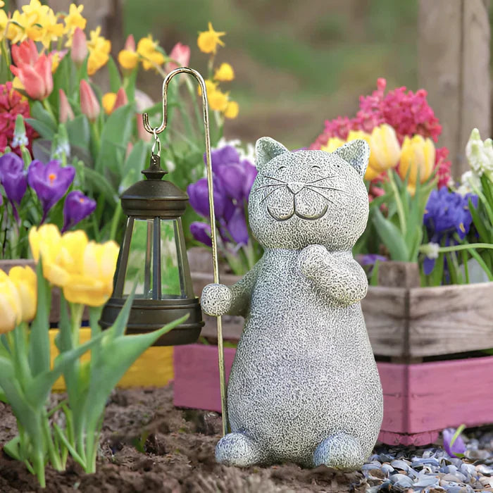 Kittybeam - fortryllende solcelle lanterne med kattestatue til glæde i haven