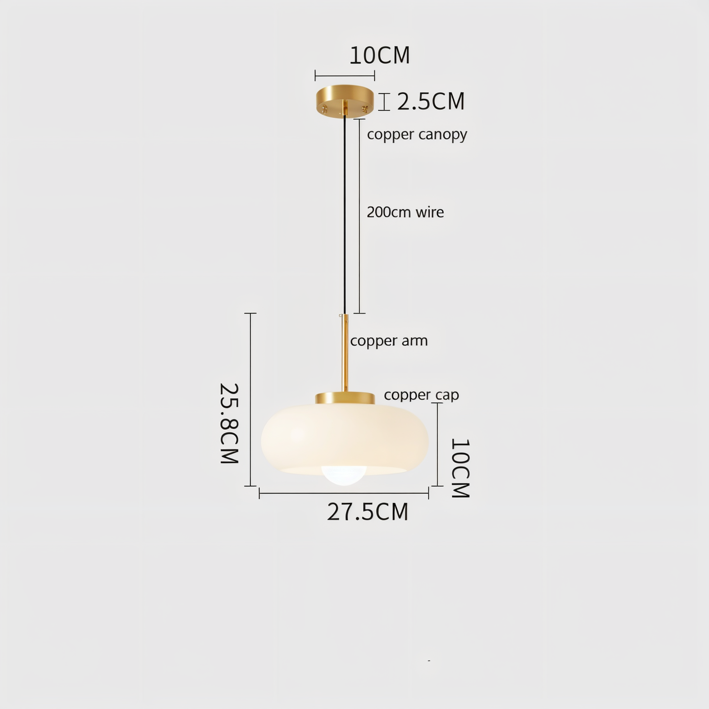 Copper dome light - retro orange hvid bauhaus led pendel