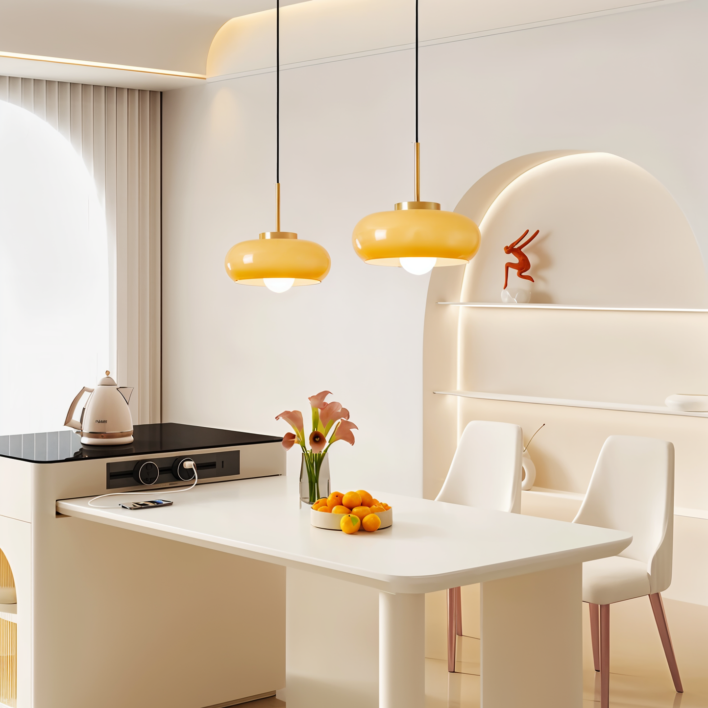 Copper dome light - retro orange hvid bauhaus led pendel